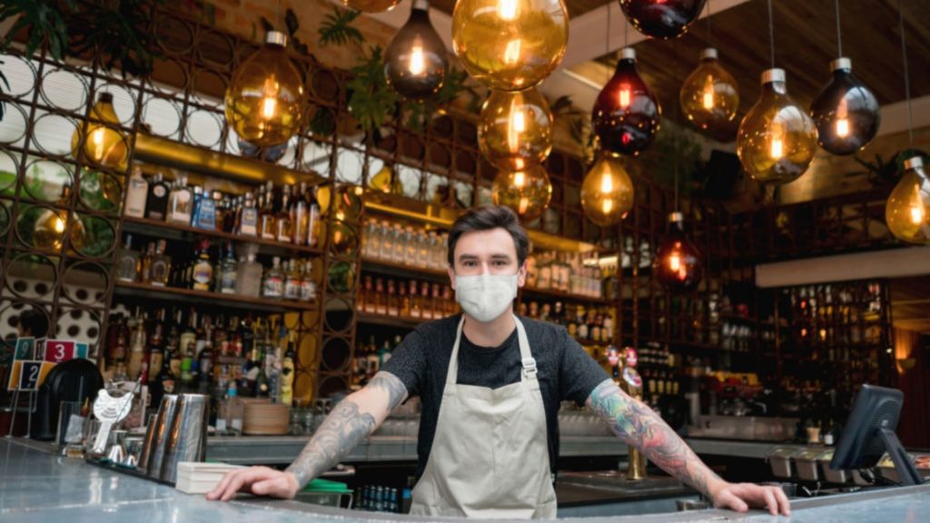 Masked bartender